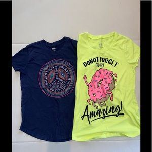 Justice & Old Navy 2 Girls Short Sleeve Tees Sizes 12 10-12